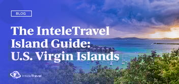 Image of a beach with the text: The InteleTravel Island Guide: U.S. Virgin Islands